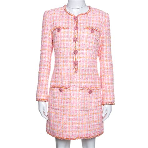 chanel pink tweed dress